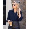 imageJVER Womens Button Down Dress Shirts Solid Long Sleeve Wrinkle Free Formal Collared Shirt Casual Business Blouse with PocketNavy Blue
