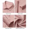 imageJVER Womens Button Down Dress Shirts Solid Long Sleeve Wrinkle Free Formal Collared Shirt Casual Business Blouse with PocketPeach Pink