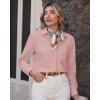 imageJVER Womens Button Down Dress Shirts Solid Long Sleeve Wrinkle Free Formal Collared Shirt Casual Business Blouse with PocketPeach Pink