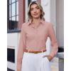 imageJVER Womens Button Down Dress Shirts Solid Long Sleeve Wrinkle Free Formal Collared Shirt Casual Business Blouse with PocketPeach Pink