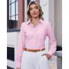 imageJVER Womens Button Down Dress Shirts Solid Long Sleeve Wrinkle Free Formal Collared Shirt Casual Business Blouse with PocketPink