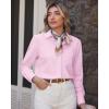 imageJVER Womens Button Down Dress Shirts Solid Long Sleeve Wrinkle Free Formal Collared Shirt Casual Business Blouse with PocketPink