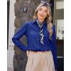 imageJVER Womens Button Down Dress Shirts Solid Long Sleeve Wrinkle Free Formal Collared Shirt Casual Business Blouse with PocketRoyal Blue