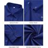 imageJVER Womens Button Down Dress Shirts Solid Long Sleeve Wrinkle Free Formal Collared Shirt Casual Business Blouse with PocketRoyal Blue