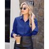 imageJVER Womens Button Down Dress Shirts Solid Long Sleeve Wrinkle Free Formal Collared Shirt Casual Business Blouse with PocketRoyal Blue