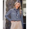 imageJVER Womens Button Down Dress Shirts Solid Long Sleeve Wrinkle Free Formal Collared Shirt Casual Business Blouse with PocketSilver Grey