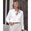 imageJVER Womens Button Down Dress Shirts Solid Long Sleeve Wrinkle Free Formal Collared Shirt Casual Business Blouse with PocketWhite