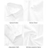 imageJVER Womens Button Down Dress Shirts Solid Long Sleeve Wrinkle Free Formal Collared Shirt Casual Business Blouse with PocketWhite