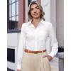 imageJVER Womens Button Down Dress Shirts Solid Long Sleeve Wrinkle Free Formal Collared Shirt Casual Business Blouse with PocketWhite