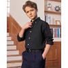 imageJVER Boys Long Sleeve Oxford Dress Shirts Solid Casual Button Down Collar Shirt Kids Formal Uniform TopsBlack