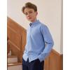 imageJVER Boys Long Sleeve Oxford Dress Shirts Solid Casual Button Down Collar Shirt Kids Formal Uniform TopsBlue