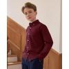 imageJVER Boys Long Sleeve Oxford Dress Shirts Solid Casual Button Down Collar Shirt Kids Formal Uniform TopsBurgundy