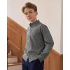imageJVER Boys Long Sleeve Oxford Dress Shirts Solid Casual Button Down Collar Shirt Kids Formal Uniform TopsGrey