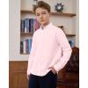 imageJVER Boys Long Sleeve Oxford Dress Shirts Solid Casual Button Down Collar Shirt Kids Formal Uniform TopsLight Pink