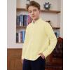imageJVER Boys Long Sleeve Oxford Dress Shirts Solid Casual Button Down Collar Shirt Kids Formal Uniform TopsYellow