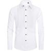 imageJVER Mens Tuxedo Shirt Formal Dress Shirt Pleated Long Sleeve Button Down Shirts for Prom Party WeddingWhite