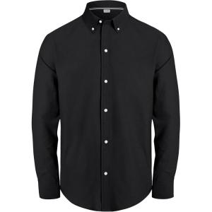 imageJVER Boys Long Sleeve Oxford Dress Shirts Solid Casual Button Down Collar Shirt Kids Formal Uniform TopsBlack