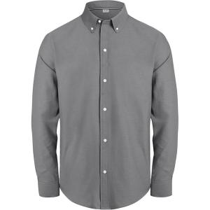 imageJVER Boys Long Sleeve Oxford Dress Shirts Solid Casual Button Down Collar Shirt Kids Formal Uniform TopsGrey