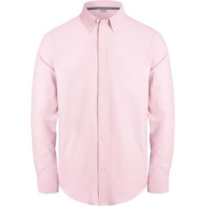 imageJVER Boys Long Sleeve Oxford Dress Shirts Solid Casual Button Down Collar Shirt Kids Formal Uniform TopsLight Pink