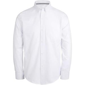 imageJVER Boys Long Sleeve Oxford Dress Shirts Solid Casual Button Down Collar Shirt Kids Formal Uniform TopsWhite