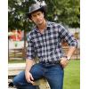 imageJVER Mens Button Down Shirts Casual Long Sleeve Dress Shirt Cotton Collared Work Plaid Tops with PocketBlack