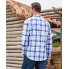 imageJVER Mens Button Down Shirts Casual Long Sleeve Dress Shirt Cotton Collared Work Plaid Tops with PocketBlue
