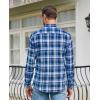 imageJVER Mens Button Down Shirts Casual Long Sleeve Dress Shirt Cotton Collared Work Plaid Tops with PocketDark Blue