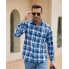 imageJVER Mens Button Down Shirts Casual Long Sleeve Dress Shirt Cotton Collared Work Plaid Tops with PocketDark Blue