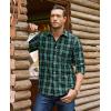 imageJVER Mens Button Down Shirts Casual Long Sleeve Dress Shirt Cotton Collared Work Plaid Tops with PocketDark Green