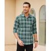 imageJVER Mens Button Down Shirts Casual Long Sleeve Dress Shirt Cotton Collared Work Plaid Tops with PocketGreen