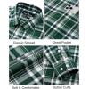 imageJVER Mens Button Down Shirts Casual Long Sleeve Dress Shirt Cotton Collared Work Plaid Tops with PocketGreen