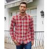 imageJVER Mens Button Down Shirts Casual Long Sleeve Dress Shirt Cotton Collared Work Plaid Tops with PocketRed