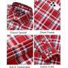 imageJVER Mens Button Down Shirts Casual Long Sleeve Dress Shirt Cotton Collared Work Plaid Tops with PocketRed