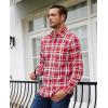 imageJVER Mens Button Down Shirts Casual Long Sleeve Dress Shirt Cotton Collared Work Plaid Tops with PocketRed