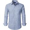 imageJVER Mens Button Down Shirts Long Sleeve Dress Shirt Business Casual Cotton Collared Plaid Tops with PocketBlue