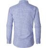 imageJVER Mens Button Down Shirts Long Sleeve Dress Shirt Business Casual Cotton Collared Plaid Tops with PocketBlue Grey Gingham
