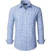 imageJVER Mens Button Down Shirts Long Sleeve Dress Shirt Business Casual Cotton Collared Plaid Tops with PocketLight Blue