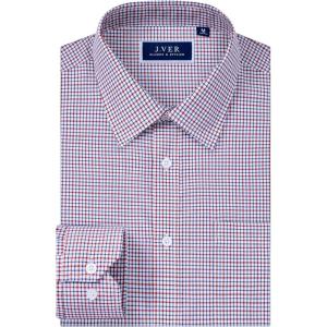 imageJVER Mens Button Down Shirts Long Sleeve Dress Shirt Business Casual Cotton Collared Plaid Tops with PocketRed Blue