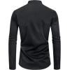 imageJVER Mens Banded Collar Dress Shirt Mandarin Long Sleeve Button Down Shirts Stretch Collarless Tops with PocketBlack