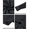 imageJVER Mens Banded Collar Dress Shirt Mandarin Long Sleeve Button Down Shirts Stretch Collarless Tops with PocketBlack