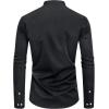 imageJVER Mens Banded Collar Dress Shirt Mandarin Long Sleeve Button Down Shirts Stretch Collarless Tops with PocketBlack White