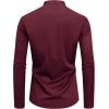 imageJVER Mens Banded Collar Dress Shirt Mandarin Long Sleeve Button Down Shirts Stretch Collarless Tops with PocketBurgundy