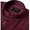 imageJVER Mens Banded Collar Dress Shirt Mandarin Long Sleeve Button Down Shirts Stretch Collarless Tops with PocketBurgundy