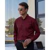 imageJVER Mens Banded Collar Dress Shirt Mandarin Long Sleeve Button Down Shirts Stretch Collarless Tops with PocketBurgundy