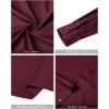 imageJVER Mens Banded Collar Dress Shirt Mandarin Long Sleeve Button Down Shirts Stretch Collarless Tops with PocketBurgundy
