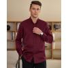 imageJVER Mens Banded Collar Dress Shirt Mandarin Long Sleeve Button Down Shirts Stretch Collarless Tops with PocketBurgundy