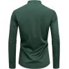 imageJVER Mens Banded Collar Dress Shirt Mandarin Long Sleeve Button Down Shirts Stretch Collarless Tops with PocketDark Green