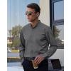 imageJVER Mens Banded Collar Dress Shirt Mandarin Long Sleeve Button Down Shirts Stretch Collarless Tops with PocketDark Grey