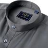 imageJVER Mens Banded Collar Dress Shirt Mandarin Long Sleeve Button Down Shirts Stretch Collarless Tops with PocketDark Grey