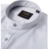 imageJVER Mens Banded Collar Dress Shirt Mandarin Long Sleeve Button Down Shirts Stretch Collarless Tops with PocketLight Grey